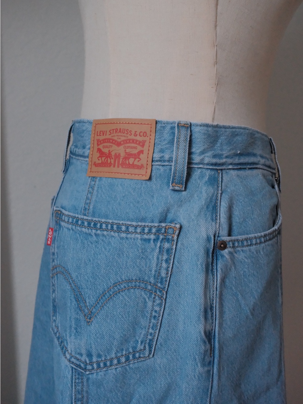 Levi's Pale Blue Denim Flared Maxi Skirt - Picture 5 of 7